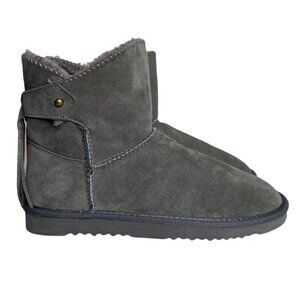 Morgan Taylor Gray Leather Faux Fur Winter Booties Size 10